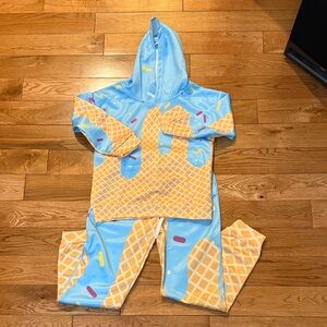 Amazon Kids Ice Cream Waffle Hoodie & Pants Set - Light Blue & Yellow